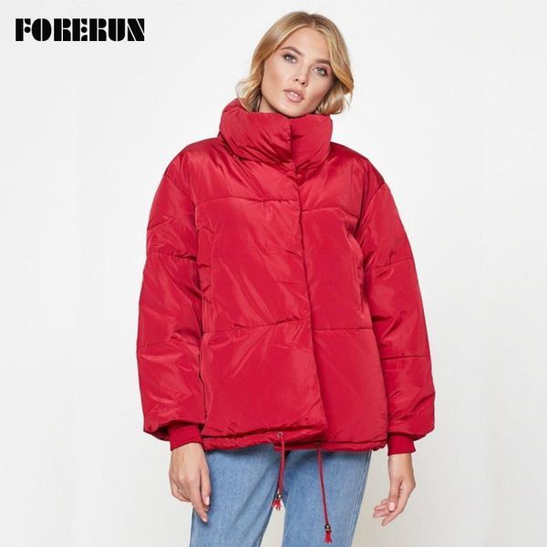 

women's down & parkas forerun bubble jacket women oversized jackets winter puffer coat stand collar thicken warm abrigos mujer invierno, Black