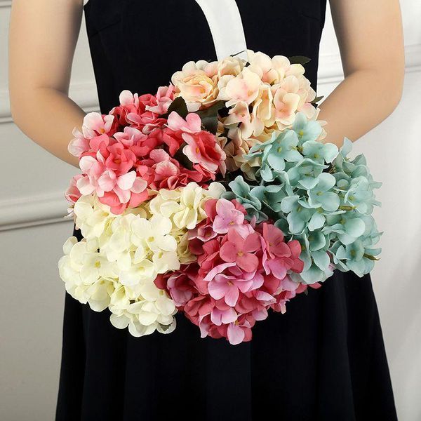 

wedding artificial fake hydrangea flower home decor bridal bouquet 6 heads diy decorative flowers & wreaths