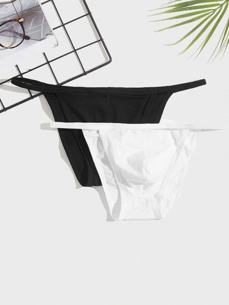 

men 2pcs solid brief p7bi#, Black;brown