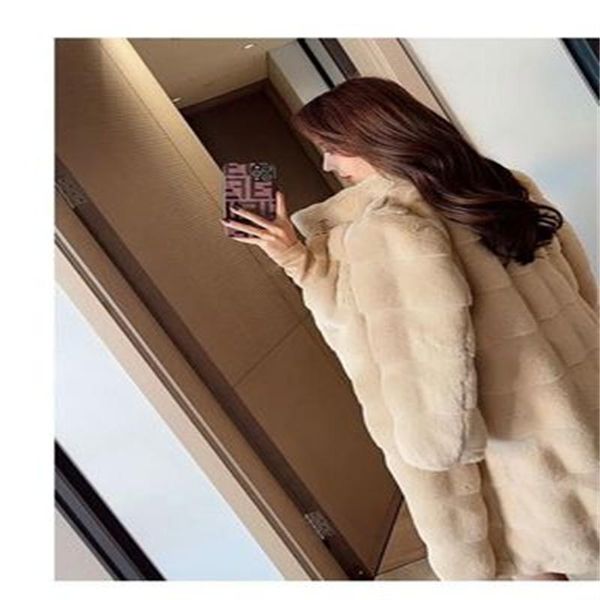 

women's fur & faux fashion 2021 coat women collar jacket warm plush thick outerwear winter ladies wool coats jackets high quality, Black