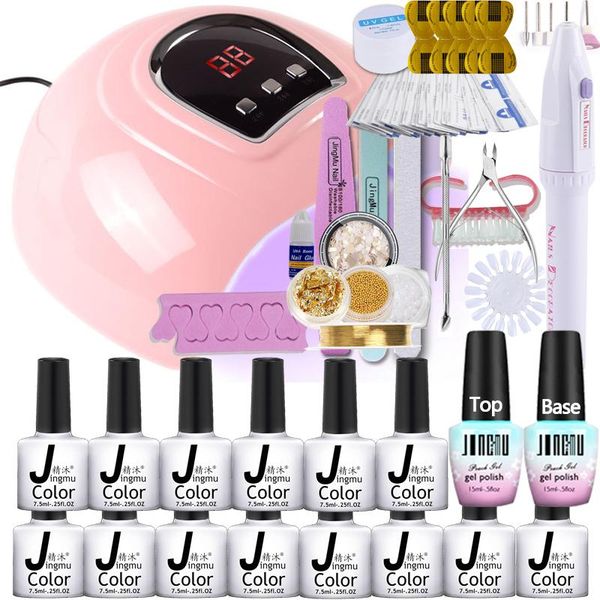 

manicure set for nail salon 14 gel polish practice kit electric drill machine uv led lamp dryer tools art kits