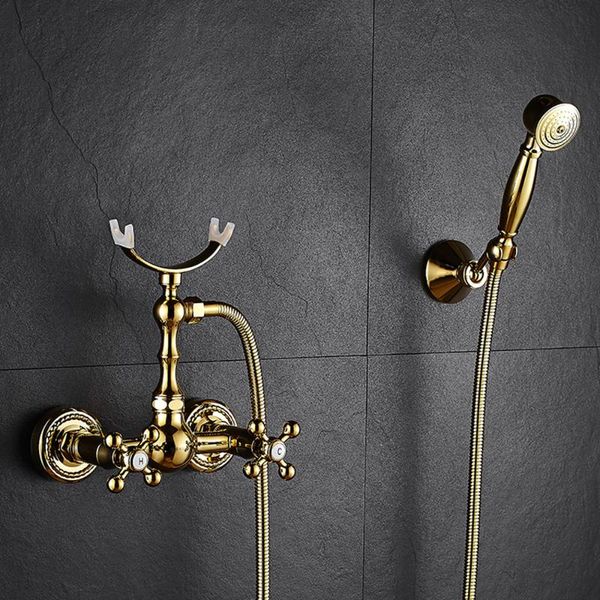 

bathroom sink faucets polished golden bathtub hand rain shower head tap faucet brass luxury ceramic telephone wall bath