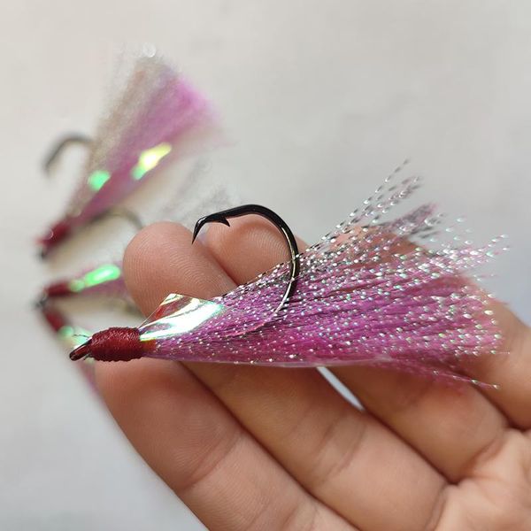 

fishing hooks 4pcs sea rig accessories diy skin lure flasher hook