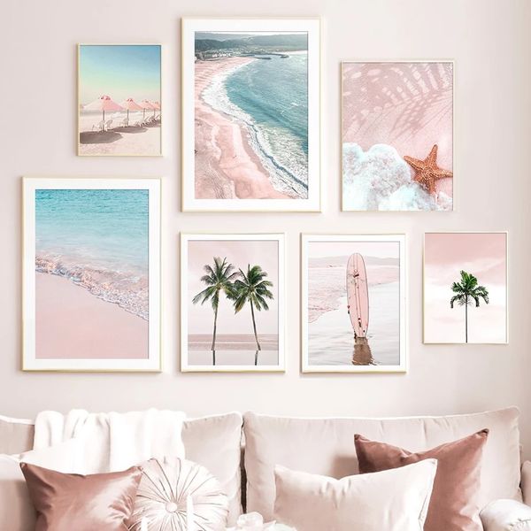 

unframed nordic home decoration canvas painting beach seaside scenery poster
