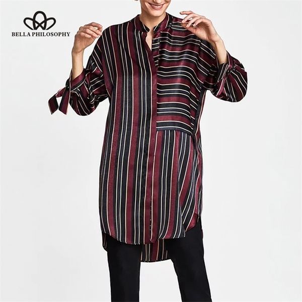 

spring women vintage long blouse sleeve fashion striped shirts casual loose female blusas 210519, White