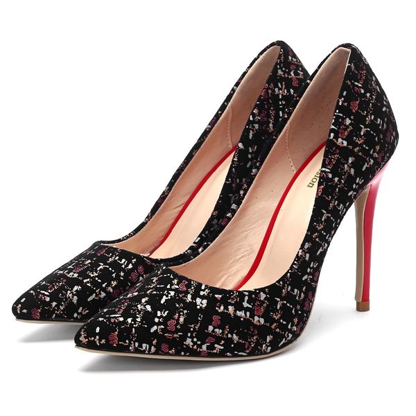 

sandals olomm floral woman high-heeled pumps 11cm nice toes pointed purple red ladies girls'party shoes size eua 4-13 ebum, Black