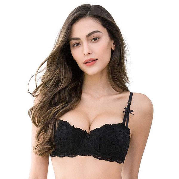 Sexy mezza coppa in pizzo con fiocco Reggiseno intimo in cotone confortevole traspirante solido 210623