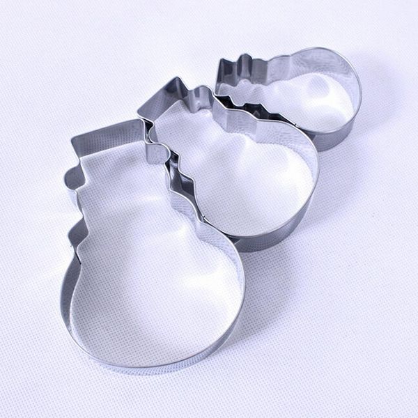 

3pcs/set cookie cutter mold biscuit stainless steel set baking kitchen snowman shape diy rough non-stick cake tools