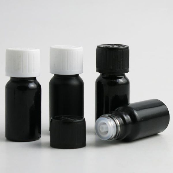 

storage bottles & jars 10pcs/lot 10ml bright / matte black glass bottle with plastic cap for e liquid essential oil refillable travel contai