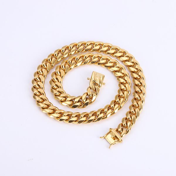 

14k yellow gold plated men's heavy miami cuban chain necklace 217 r2, Silver