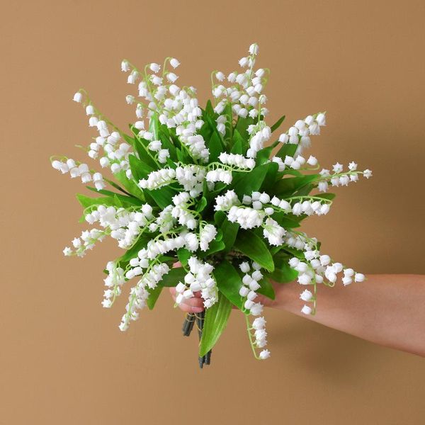 

decorative flowers & wreaths 10pcs/lot artificial flower convallaria majalis fake plastic lily grass diy wedding bride bouquet home office t