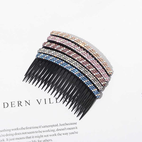 

120 korean version diamond banger slotted wide side pin long teeth pan black hair comb accsori, Golden;silver