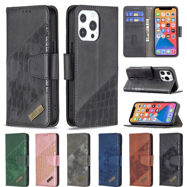 Casos de telefone para iPhone 13 12 11 Pro Max X XS XR 7 8 Samsung Galaxy Note20 S21 S20 Ultra Note10 S10 Plus A71 A51 A51 A51 A52 5G Crocodilo Padrão PU Couro Flip Capa