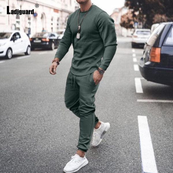 

men's tracksuits ladiguard plus size 3xl men set trend 2021 long sleeve tracksuit sets male two piece outfits ropa hombre mens clothing, Gray