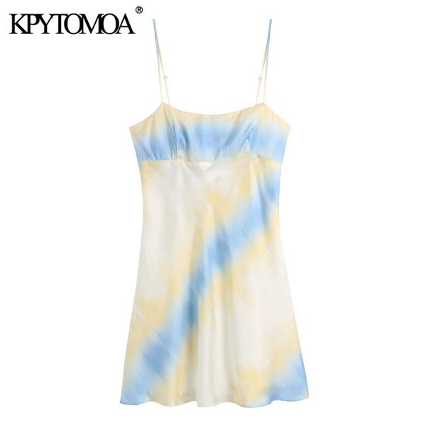 

women chic fashion tie-dye print mini dress vintage backless elastic thin adjustable straps female dresses mujer 210416, Black;gray