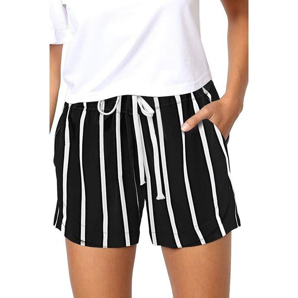 

women's shorts jaycosin women fashion leopard stripe print with pockets elastic drawstring running gym stretchy summer, White;black