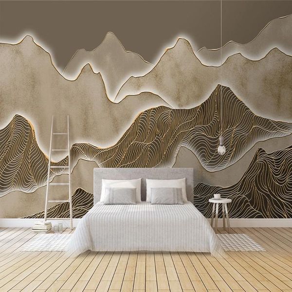 

wallpapers custom 3d wallpaper retro art abstract golden line landscape mural living room bedroom wall home decor cloth stickers