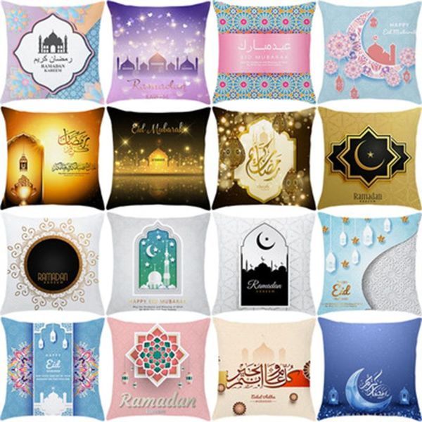 

pillow case islamic eid mubarak decorations for home sofa cushion cover ramadan decor cotton mosque muslim decorative pillowcase