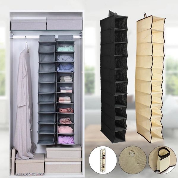 10 níveis pendurado saco de pano sapatos de pano gancho organizador guarda-roupa armário armário armazenamento casa decoração