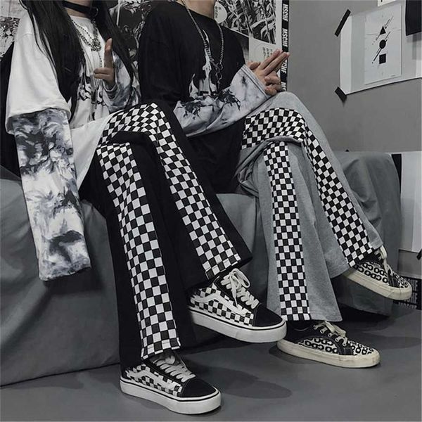 

women's pants & capris korean women straight drawstring trousers female fashion summer office funny casual japan high street plaid girl, Black;white