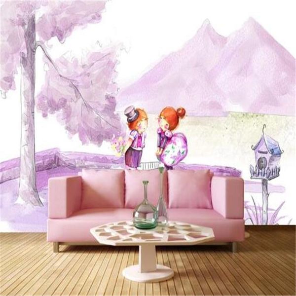 

wallpapers romantic purple for walls 3d wall murals po living room bedrooms papers home decor nature tree