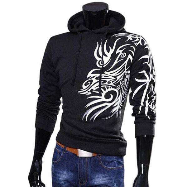 

dragon print hoodie fashion trend jacket men's hoodies & sweatshirts, Black