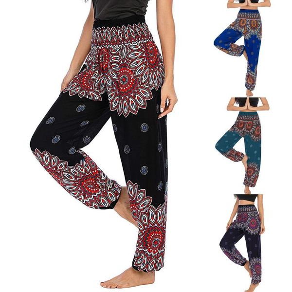 

women's pants & capris print loose bloomers trousers smocked waist boho harem tie dye hippie lounge beach, Black;white