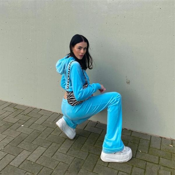 

2021 senior luxury coral velvet cropped women hoodies zipper coat and lace-up long pants tracksuit joggers solid color two piece set y2kthe, Gray