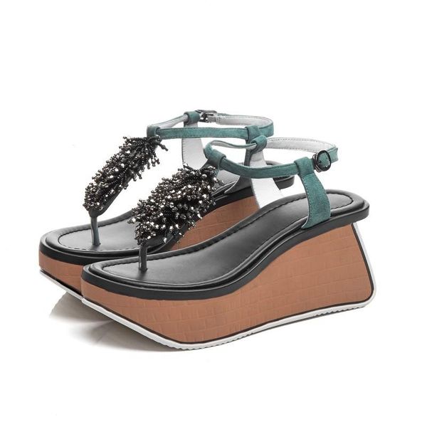 

dress shoes carole levy 2021 summer thick platform wedge waterproof sandals pinch loose cake wild roman high heel, Black