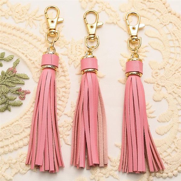 

keychains 1 piece colorful pu leopard leather tassel keychain for women bag pendant keyrings jewelry key holder accessories, Silver