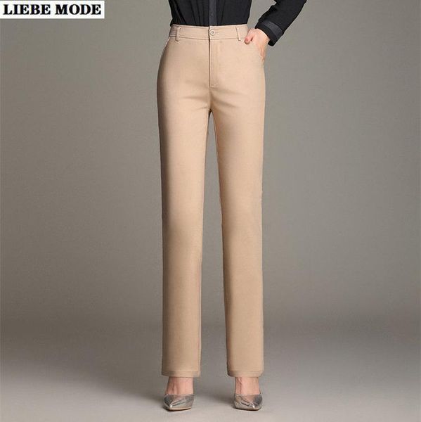 

women's straight leg formal pants women plus large size office wear long mid waist casual suit trousers 4xl 5xl 6xl & capris, Black;white