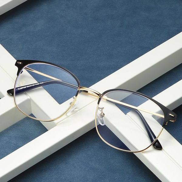 

sunglasses iboode ultralight vintage anti blue light glasses frames classic metal frame eyewear men women eye protection goggles, White;black