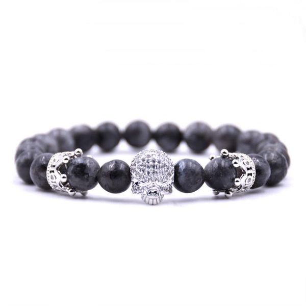 

beaded, strands charm mens skull crown india labradorite stone beads bracelet handmade natural beaded strand bracelets jewelry, Black
