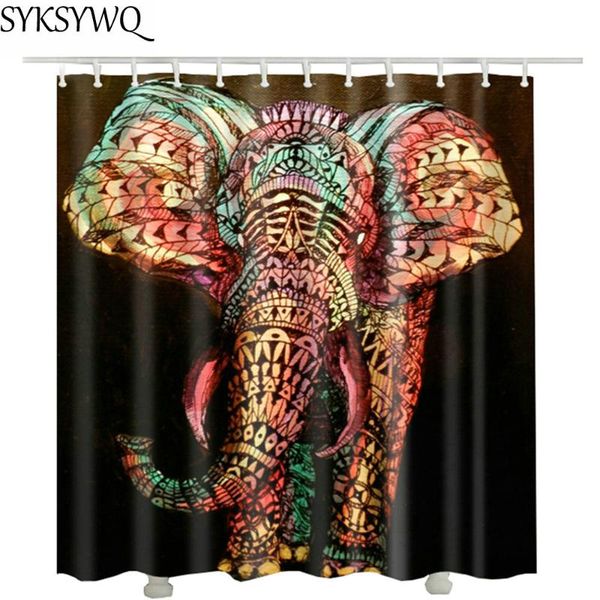 

shower curtains elephant mandala curtain 3d waterproof bath bathroom decor black background duschvorhang douchegordijn