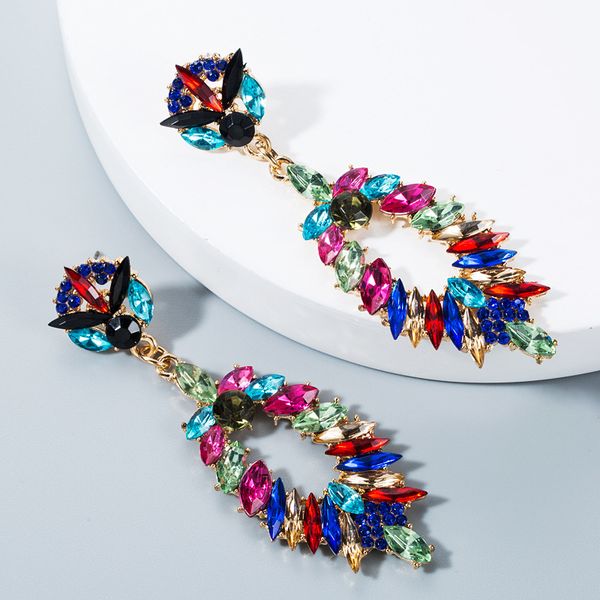 

dangle & chandelier colorful fashion boho luxurious crystal leaves earrings for women rhinestone statement cool wedding earrings wholesale d, Silver
