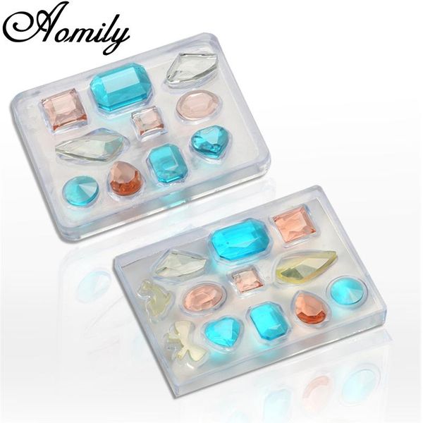 

baking moulds aomily diy handmade jewelry mold necklace eardrop gemstones fondant cake chocolate mould container crystal drop resin soap mol