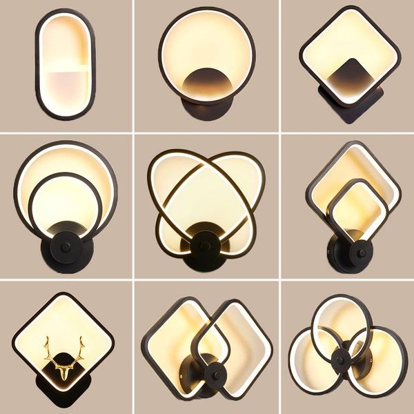 

wall lamp led indoor lighting black white simple art home decoration modern living room corridor bedside lights