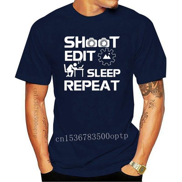 

men's t-shirts funny pographer t-shirt, shoot edit sleep repeat shirt, White;black