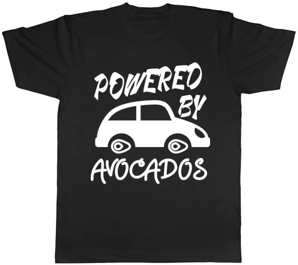 

powered by avacados mens womens ladies tee t-shirt, White;black