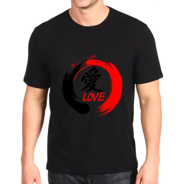 

fashion word love in zen circle empty men's short sleeve o-neck cotton t-shirts, White;black
