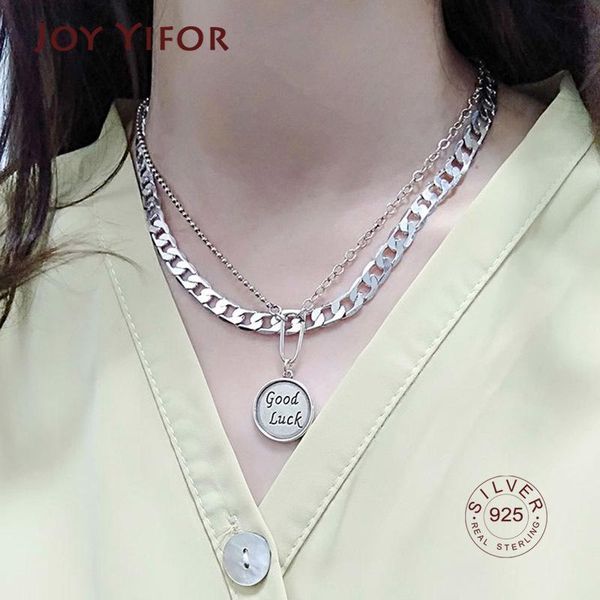 

chains 925 sterling silver good luck necklace fashion vintage punk clavicle chain thai party jewelry gifts for women