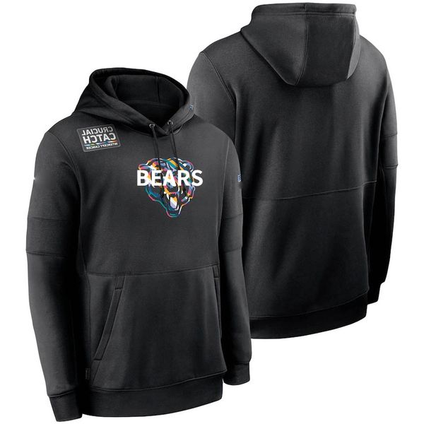 

2020 chicagobearsmen women kid crucial catch sideline performance pullover football hoodie black, Black;red