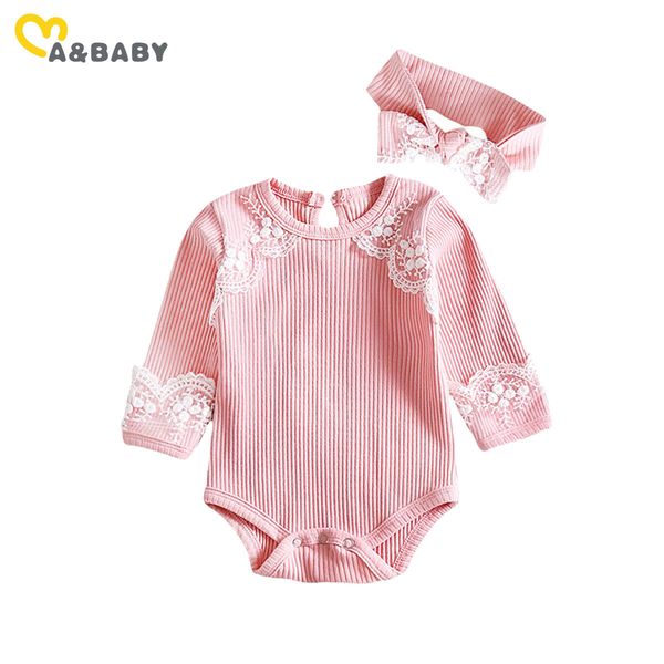 

0-18m born infant baby girls lace knitted romper long sleeve cute jumpsuit autumn girl clothes 210515, Blue