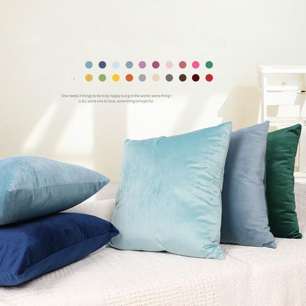 

soft velvet cushion cover flannel decorative pillows throw pillow case luxury home decor living room sofa seat solid color 45cm cushion/deco