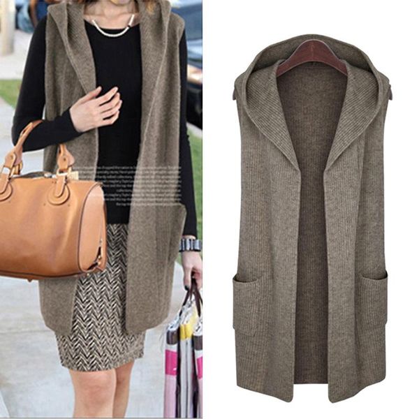 

women's sweaters xl-5xl plus size casual women vests 2021 autumn winter fashion thickening hooded cardigans female outerwears, White;black