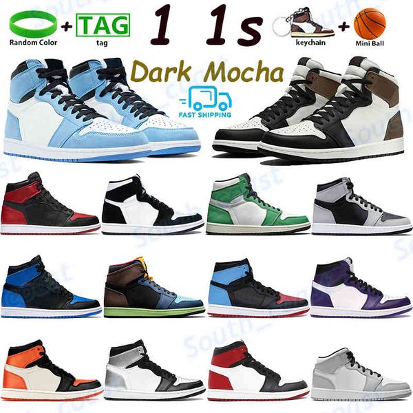 

2021 university blue 1 1s men women basketball shoes high dark mocha mid light smoke grey brey toe chicago lucky green mens chaussures