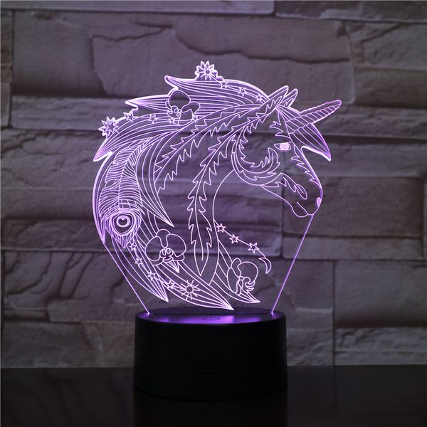 

bedside unicorn 3d lamp usb led night light baby illusion nightlight touch sensor bluetooth speaker home decoration kids gift