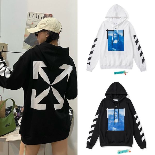 

trendy off mona lisa print loose thin sweater style casual couple hoodie jacket, Black