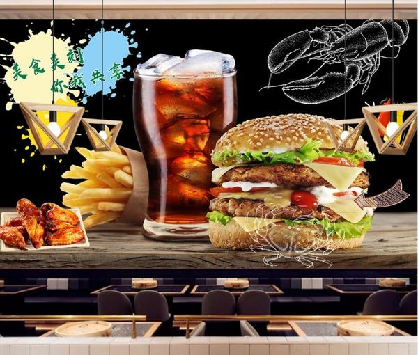

wallpapers 3d wall murals wallpaper for living room hand drawn burger fast food restaurant home decor po walls 3 d