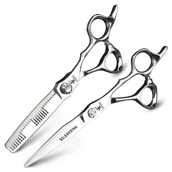 

feng 6 inch hairdresser double thinning scissors professional hair set japan 440c cutting1